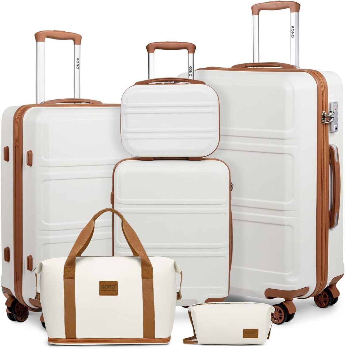 Test : set de 6 valises rigides Kono blanc crème