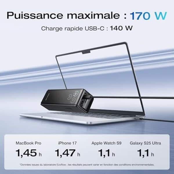 Découvrez notre test détaillé de la batterie externe EcoFlow 25000mAh 170W : performance, autonomie et fiabilité pour vos appareils nomades.