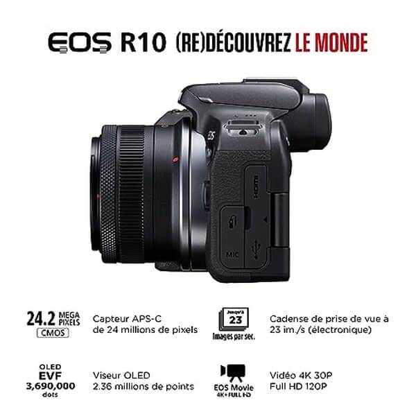 Découvrez notre test complet du Canon EOS R10, l'appareil photo hybride haute performance idéal pour les créatifs. Capteur APS-C, vidéo 4K et autofocus ultra-rapide.