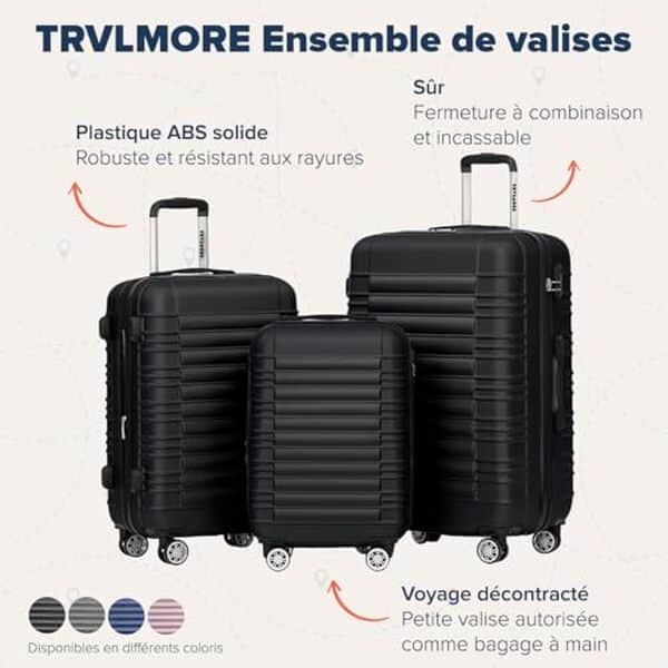 Découvrez notre test détaillé du set de valises rigides TRVLMORE noir : qualité, durabilité et praticité pour vos voyages en famille.