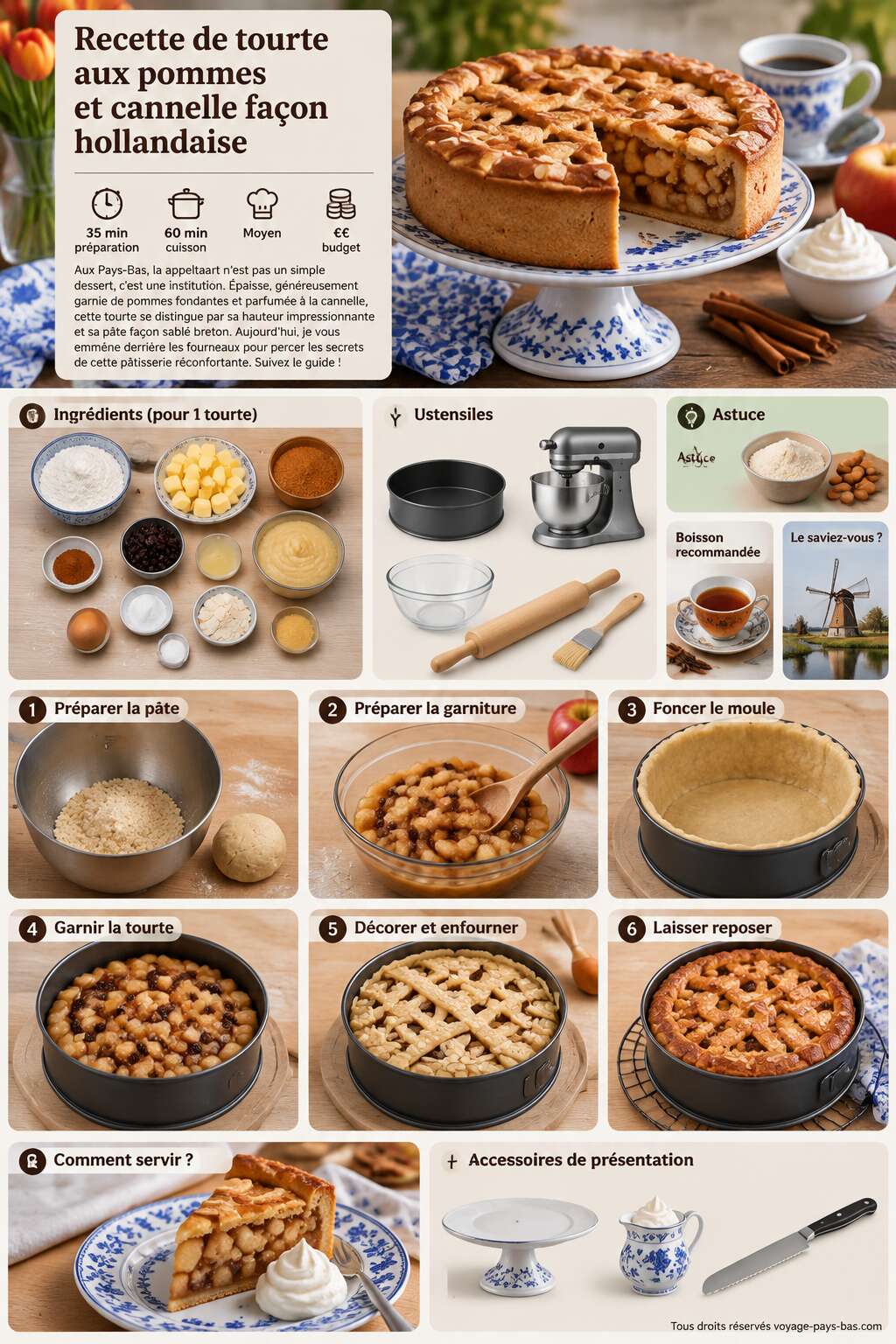 Fiche recette Recette de tourte aux pommes et cannelle façon hollandaise Fiche recette Recette de tourte aux pommes et cannelle façon hollandaise