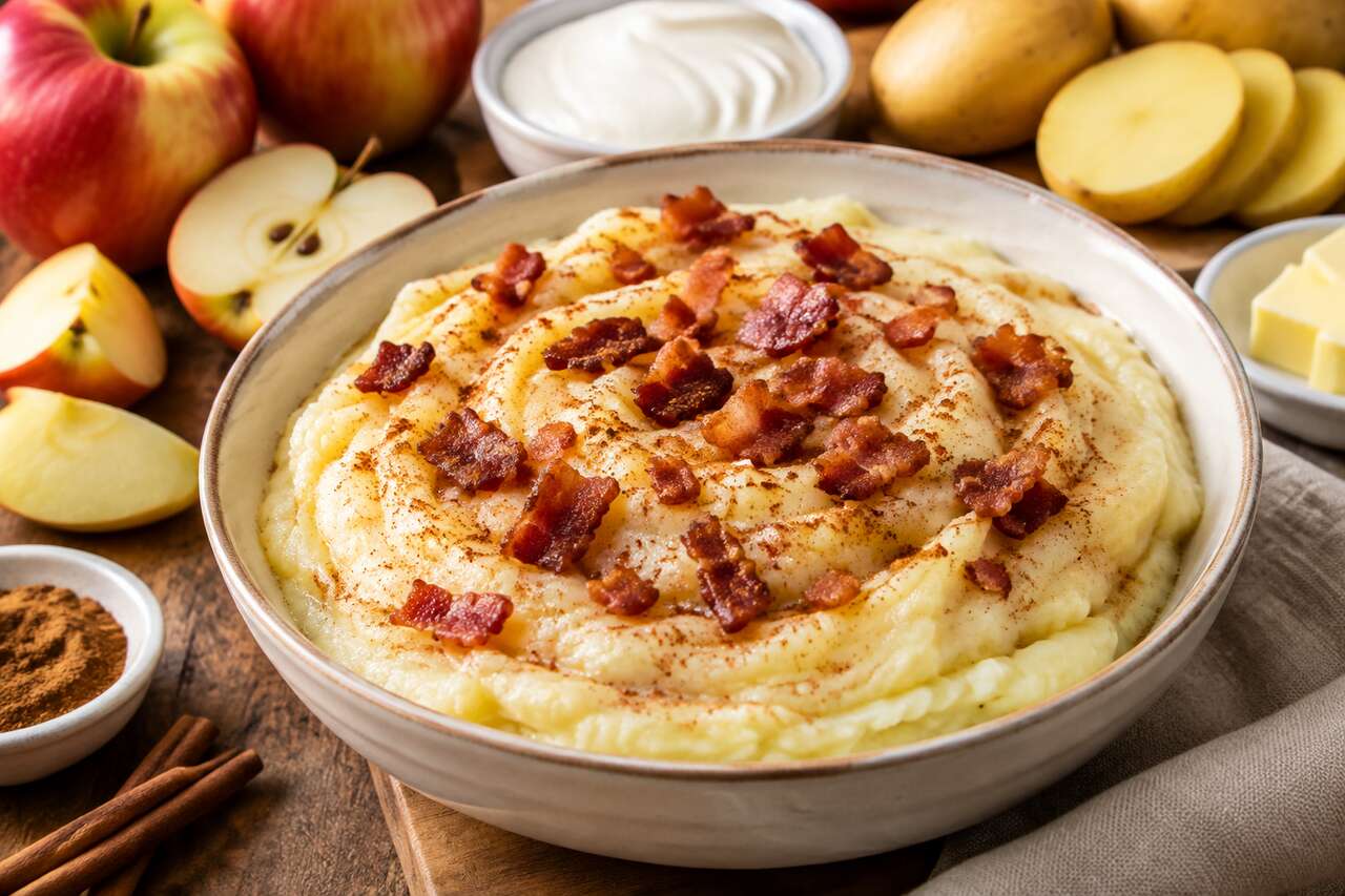 Recette du mash de pommes et pommes de terre à la cannelle et au lard
