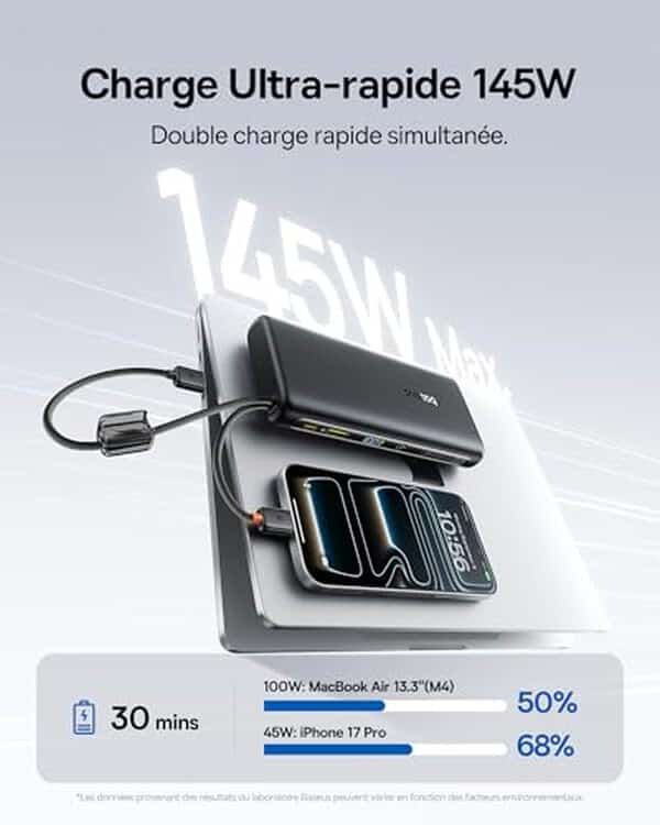 Découvrez notre test détaillé de la batterie externe Baseus FC41 145 W 25000 mAh : performances, autonomie et verdict final pour ce modèle haute capacité.