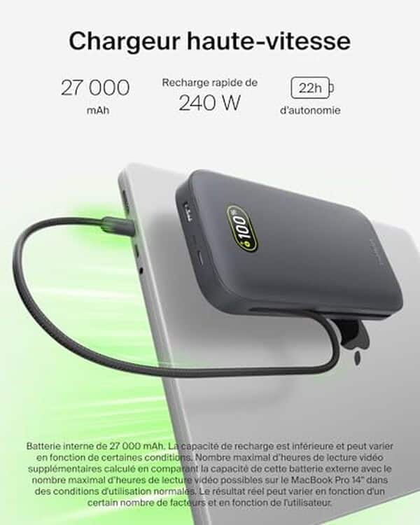 Découvrez notre test détaillé de la batterie externe Belkin UltraCharge Pro 27000mAh : performances, rapidité de charge et autonomie exceptionnelle. 